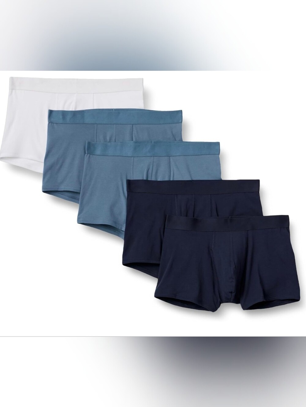 Men's 5-Pack Cotton Blend Boxer Briefs - White, Blue, Navy